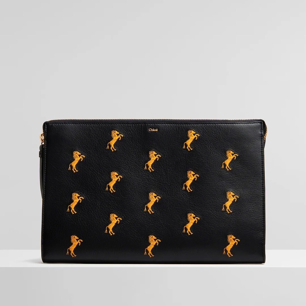 ✨ NWT CHLOE horse embroidered clutch